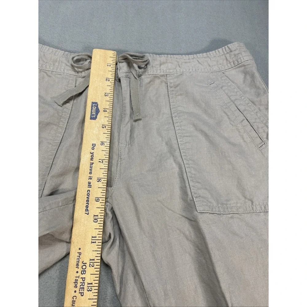 Banana Republic Womens Utility Pants Large Martin Fit Linen Blend‎ Gray Wide Leg
